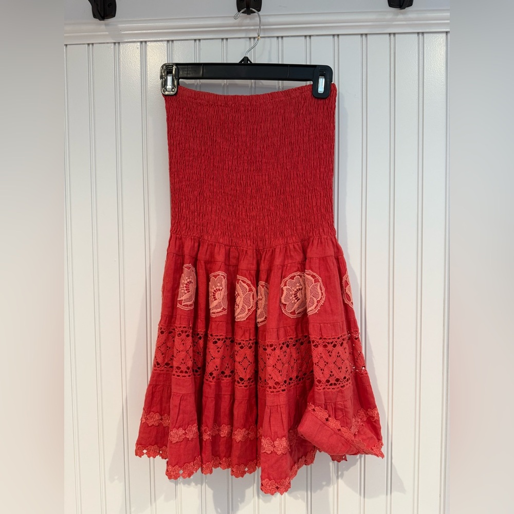 Rachele Burnt Orange Midi A-Line Skirt with Smocked Tiered Design